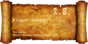 Kluger Benkő névjegykártya